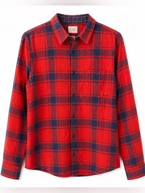 1901 Red Blue Plaid Button Front Shirt Size Small